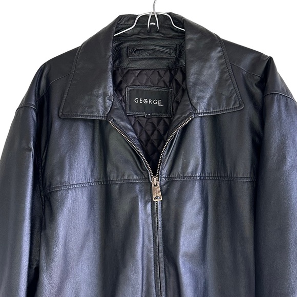 Oversized Boyfriend Vintage Black Leather Coat Jacket - Picture 4 of 9